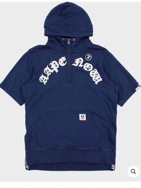 AAPE By A Bathing Ape Black Short Sleeve Half-Zip Hoodie